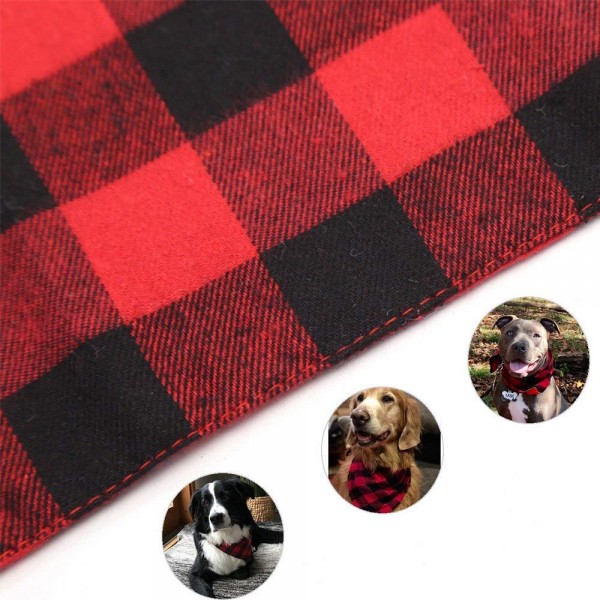 EYLEER Pet Dog Bandana Pure Cotton Reversible Triangle Plaid Bibs Scarf Dog Kerchief Accessories for Medium Large Dog Puppy,Pack of 2