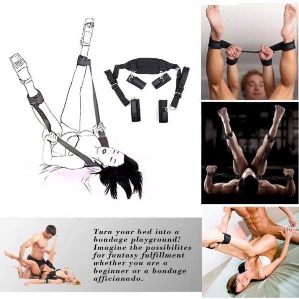 Bed Restraints Kit System, EYLEER Wrist Thigh Leg Restraint Straps Ankle Hand Cuffs for Adults Couples