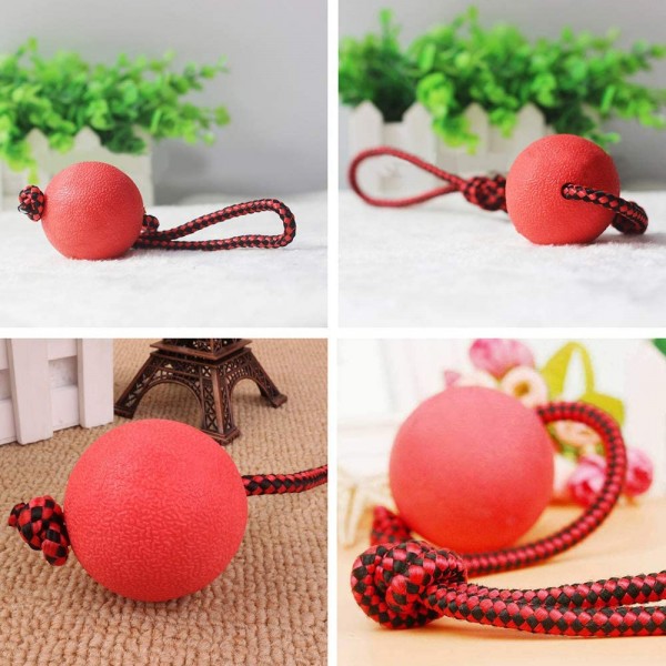 Dog Toy Rope Ball, EYLEER Durable Solid Rubber Dog Toy Indestructible Pet Rope Ball Toys Interactive for Medium Large Dogs Puppies Playing Training