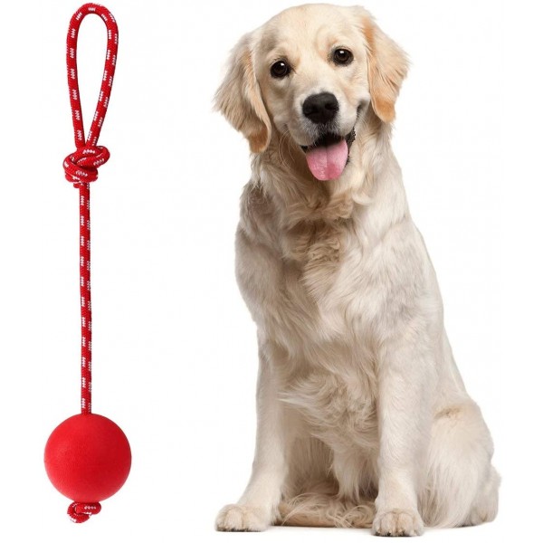 Dog Toy Rope Ball, EYLEER Durable Solid Rubber Dog Toy Indestructible Pet Rope Ball Toys Interactive for Medium Large Dogs Puppies Playing Training